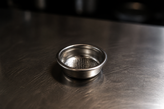 51 mm 2-cup portafilter basket on a steel bar