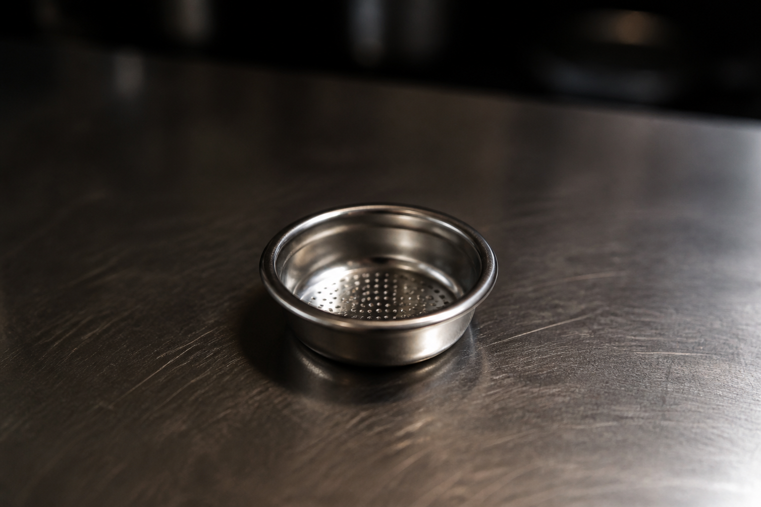 51 mm portafilter basket on a steel bar