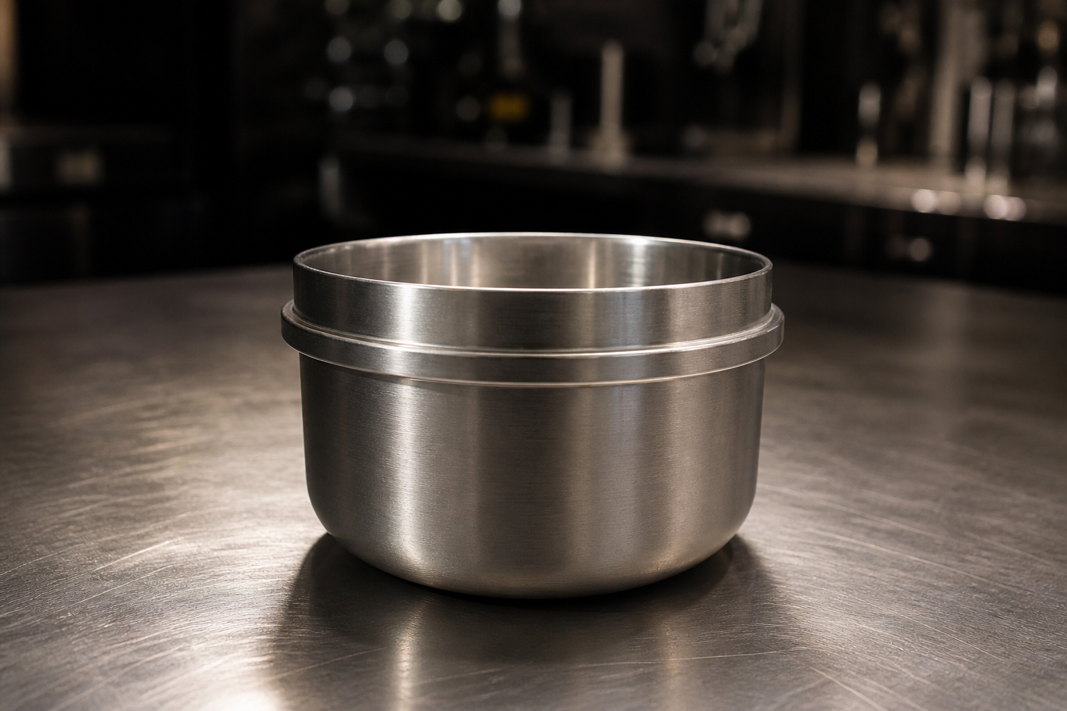 58 mm dosing cup on a steel bar