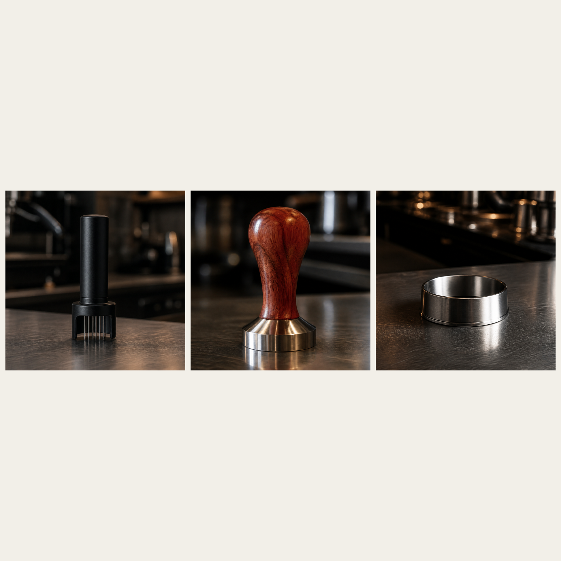 58mm puck-prep kit, three pieces.