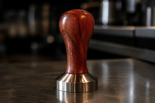 58 mm tamper on a steel bar